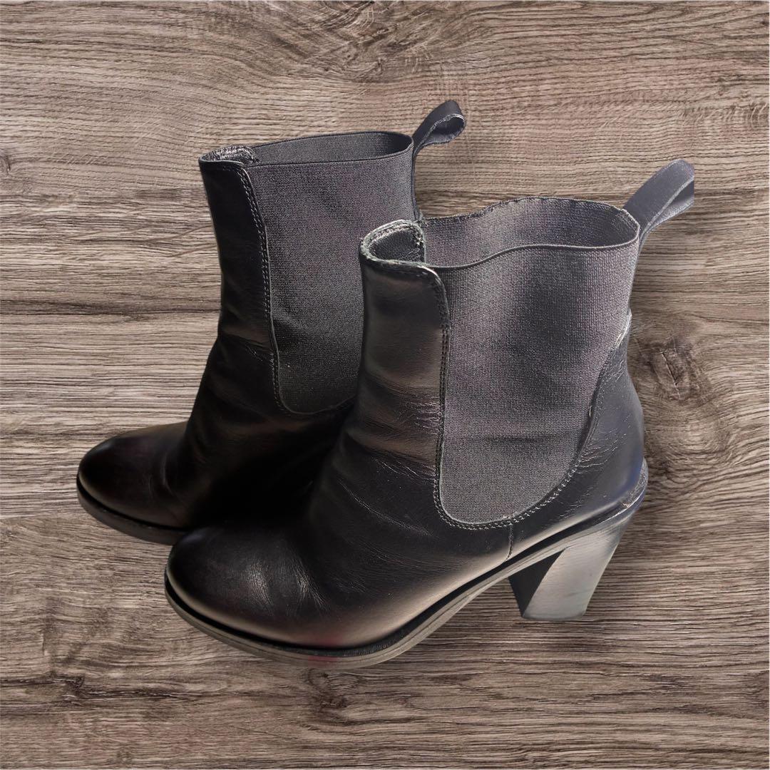 美品 ファビオルスコーニ サイドゴアブーツ 本革 黒 23 イタリア製B644