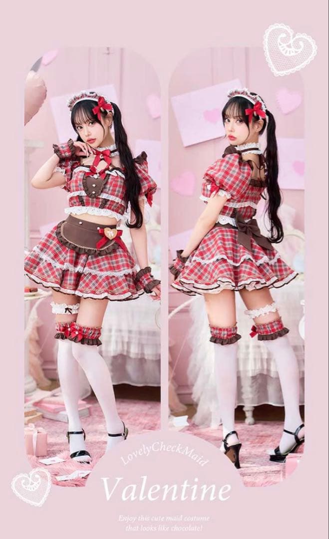 チョコラブチェックメイド バレンタインコスプレ12点セット Malymoon
