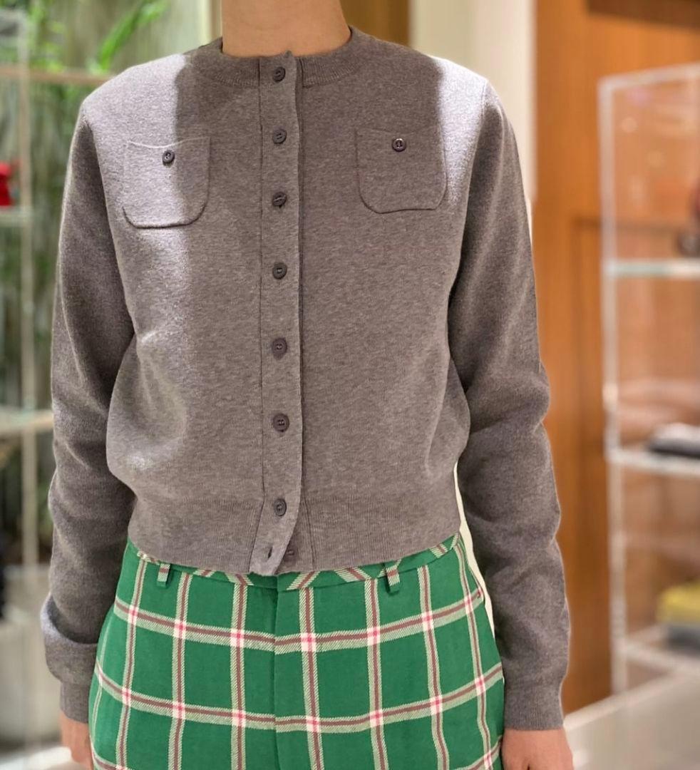 新品 CABaN コットンカシミヤ クルーネックカーディガン ライトグレー