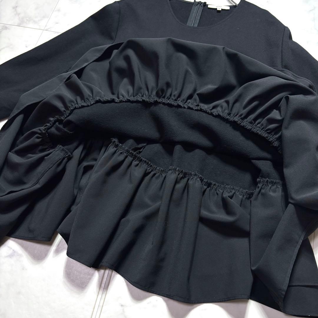 美品✨ yori ヨリ ぬくぬくヘムダブルフレアブラウス ブラック 38