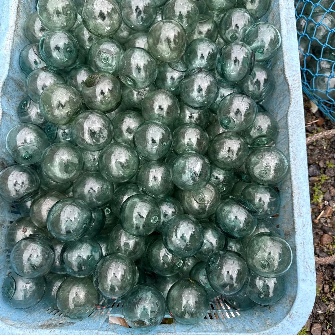 漁具　ガラス玉100個　浮子　漁師　網無し 漁業用のガラス製浮玉をアップサイクルしたグラスウェア「DOUBLE F
