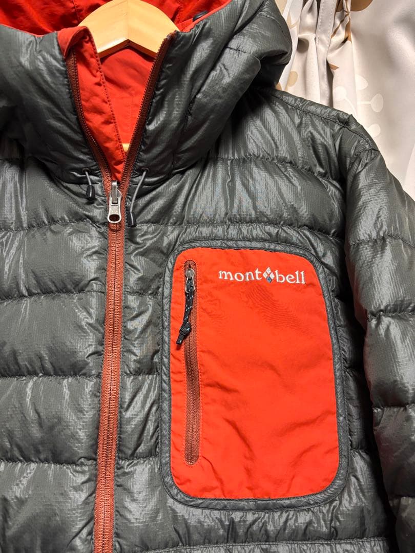 人気モンベル725FP コロラドパーカ メンズLリバーシブルダウンオレンジ