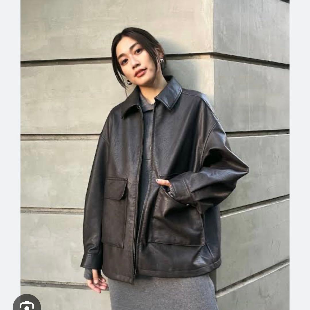 MOUSSY フェイクレザー ビッグジャケット FREE ダークブラウン MOUSSY フェイクレザー ビッグジャケット FREE ダークブラウン