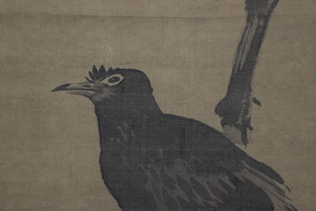 谷文晁/枯木叭叭鳥図/掛軸☆宝船☆Z-931