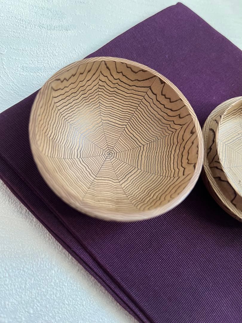 中川清司 人間国宝、重要無形文化財保持者 木製香合 茶道 木工芸 波状