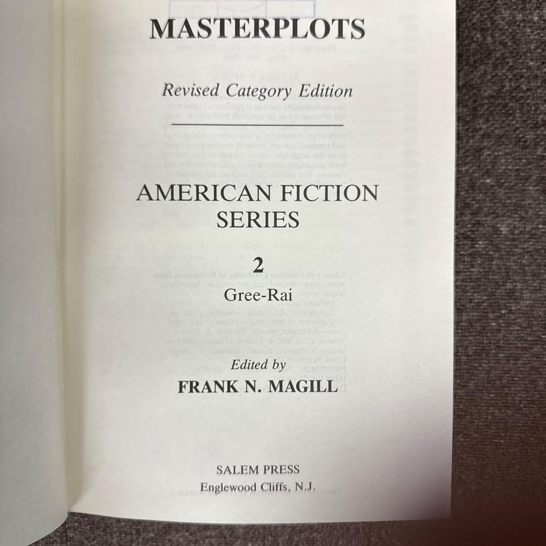 Masterplots Revised Category Edition 3巻