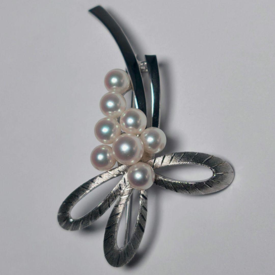 極美品 最高級】ミキモト ブローチ パール リボン 8珠 皇室御用達