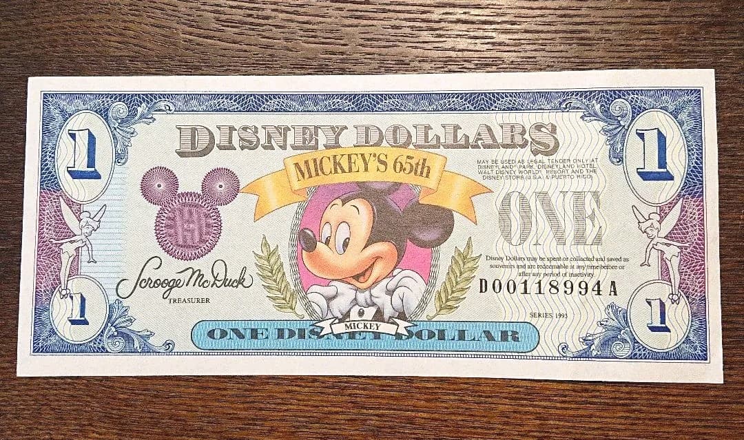 ミッキー生誕65周年記念 ディズニーダラー1ドル札 - メルカリ