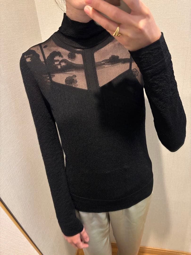 Mame Kurogouchi マメクロゴウチ シアー ニットブラウス - トップス最