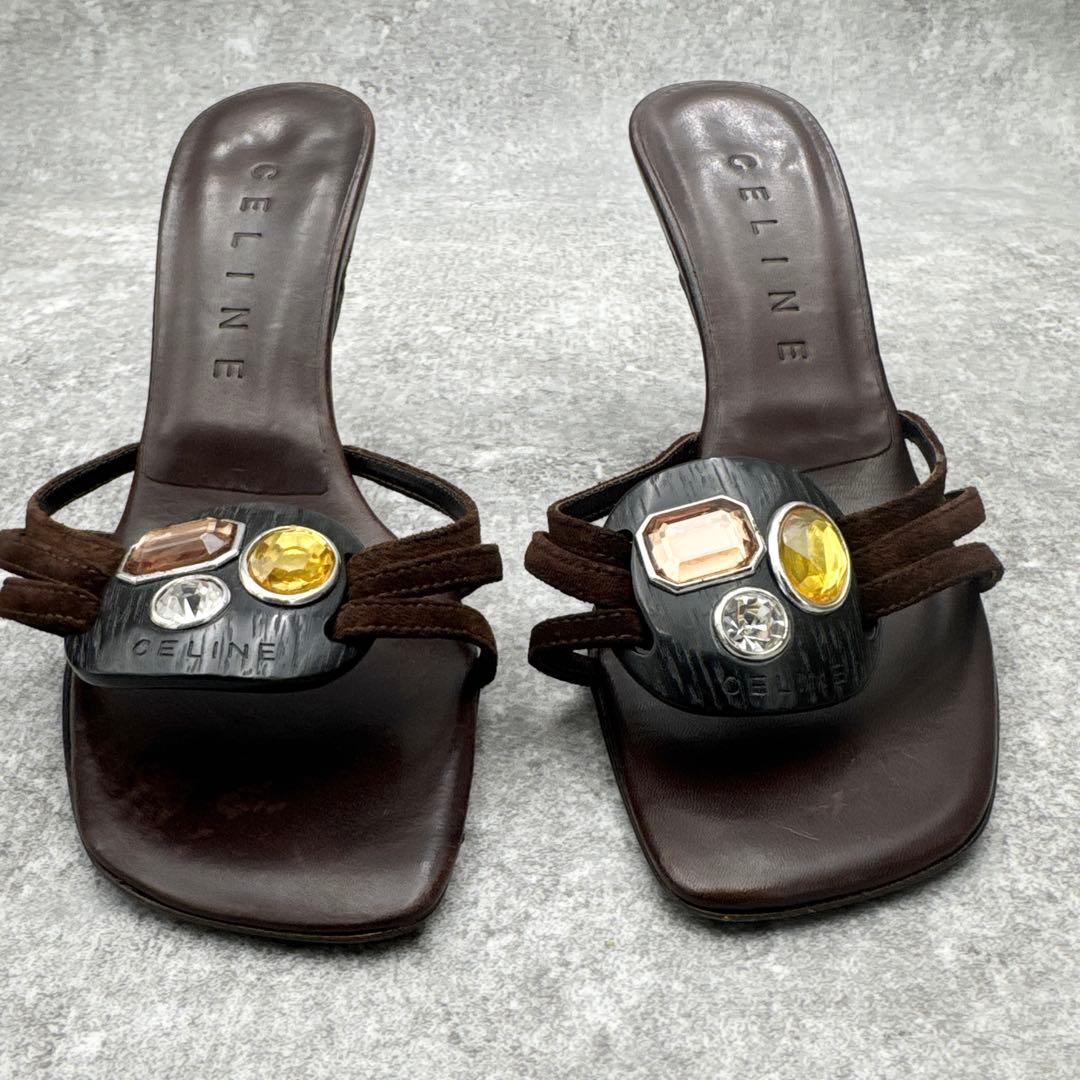 美品　セリーヌ ジュエル ミュール　ブラウン 35C　22～22.5cm