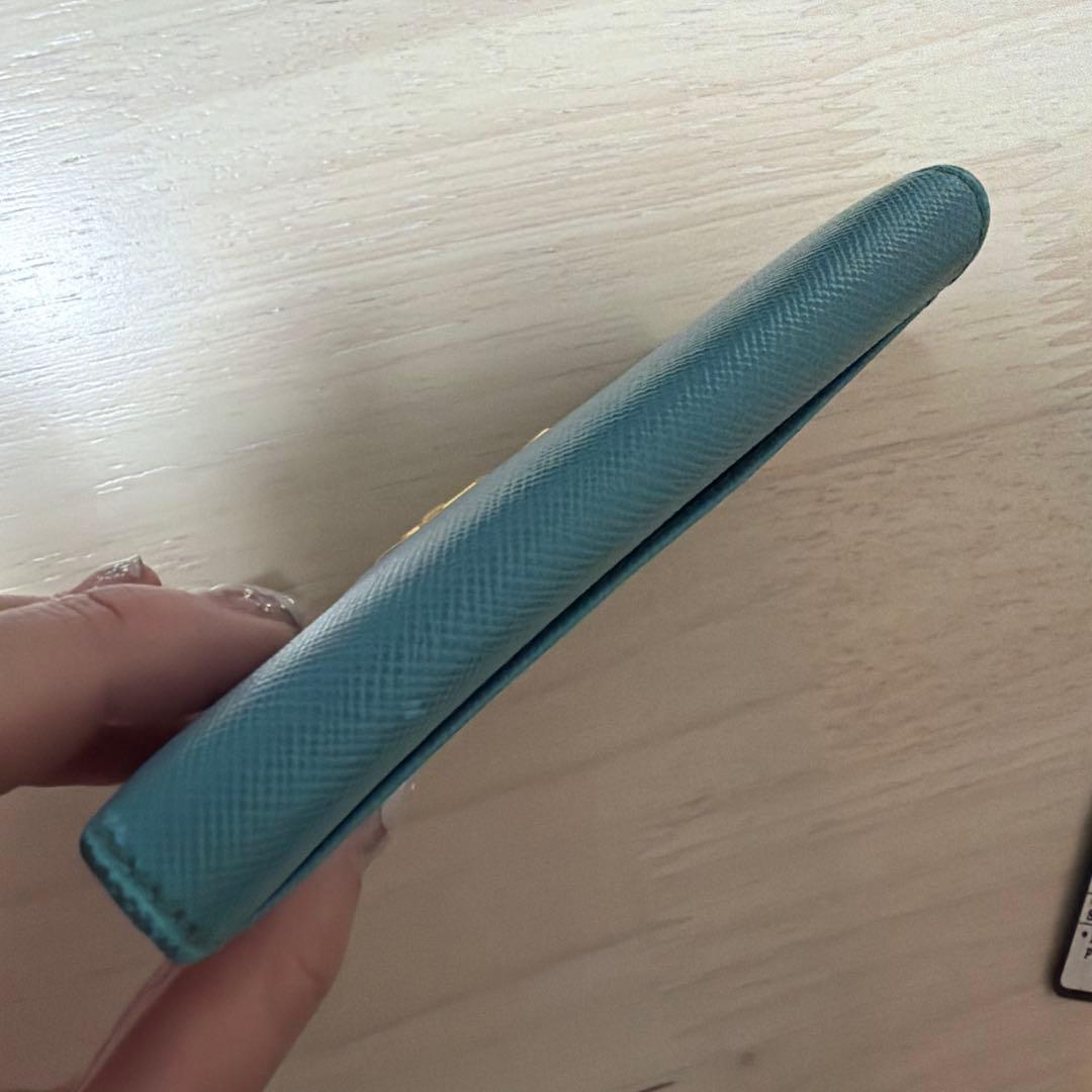 PRADA プラダ 名刺入れ ブルー サフィアーノレザー カードケース