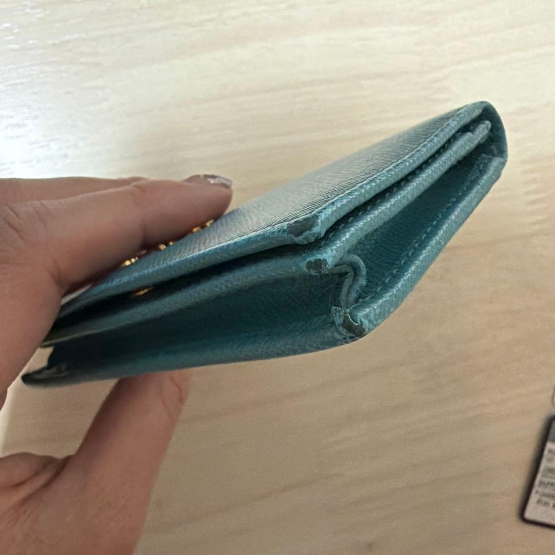 PRADA プラダ 名刺入れ ブルー サフィアーノレザー カードケース