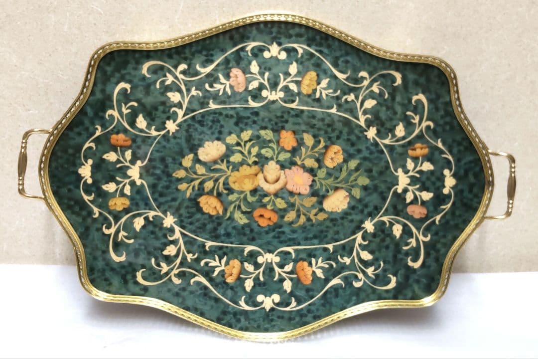 新品未使用】【大幅値下げ】アンティーク イタリア製 象嵌細工 トレー