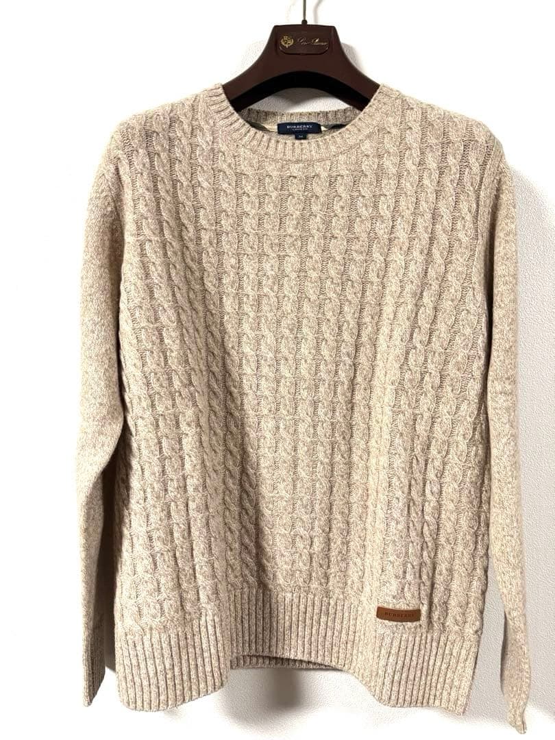 セール✨新品✨ブルネロクチネリバーバリーロンドン　ケーブルニット　M ベージュ セール✨新品✨ブルネロクチネリバーバリーロンドン ケーブルニット M