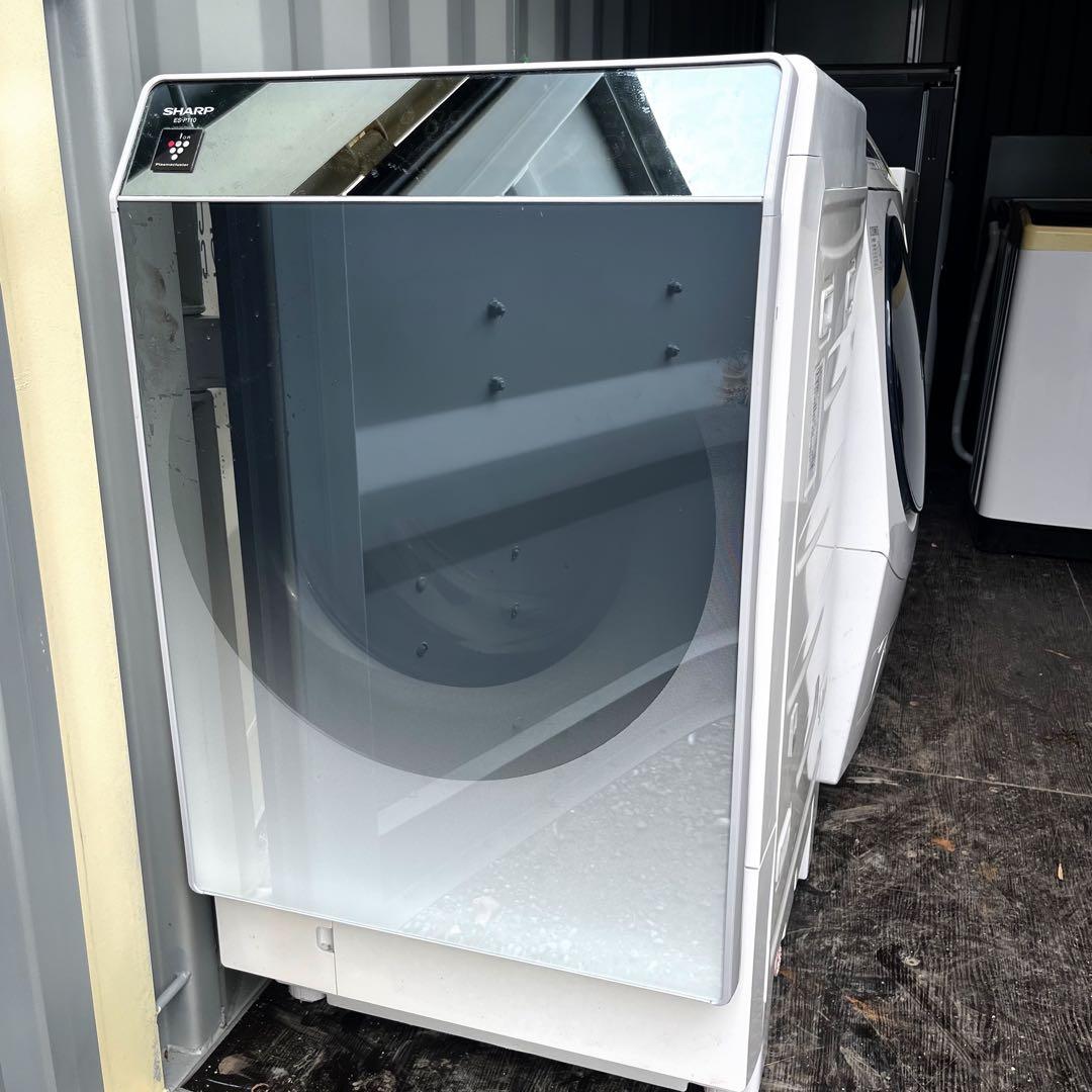 352取付無料！SHARP熱乾燥搭載 おしゃれミラーデザイン ドラム式洗濯機