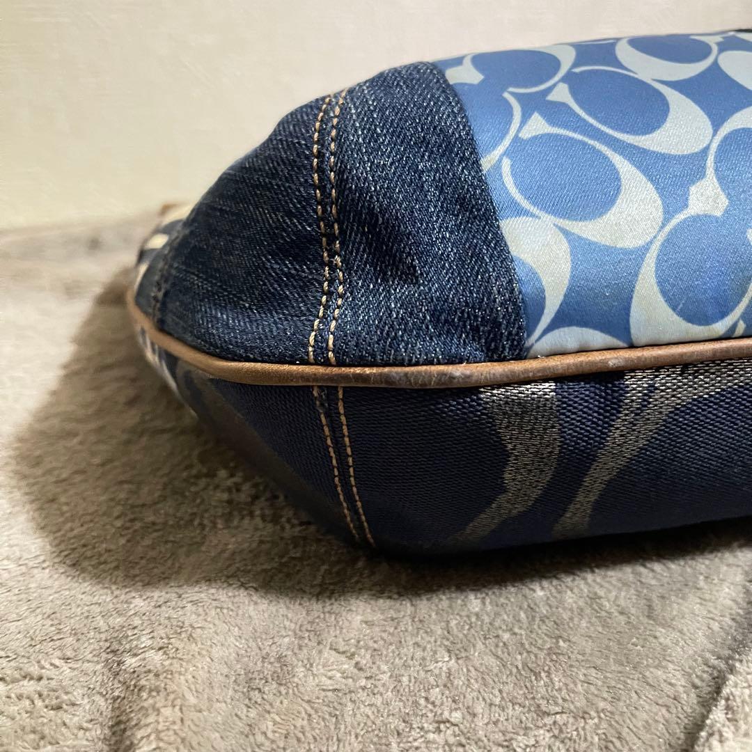 COACH コーチ パッチワーク デニム ワンショルダーバッグ シグネチャー