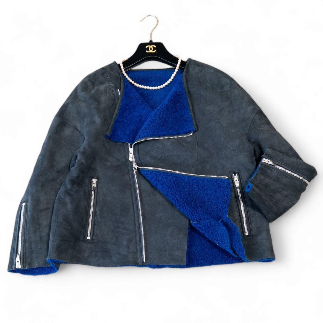 定価25万 アストラット リアルムートン ノーカラーライダースジャケット 黒 M ムートンシングルライダースジャケット［20%OFF］ – RUKA