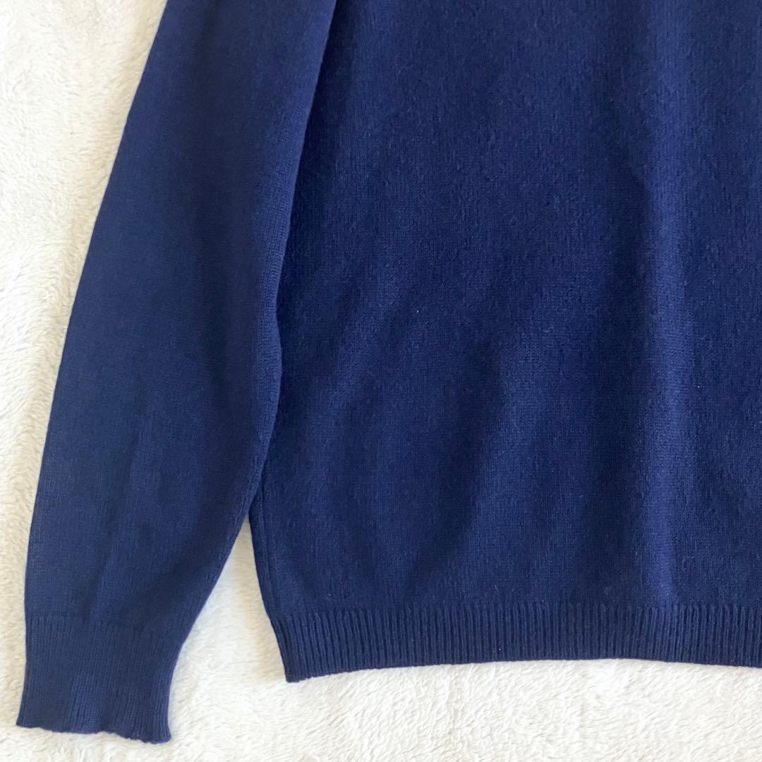 バランタイン カシミヤ100% 金ボタン ニットカーディガン38 ネイビー