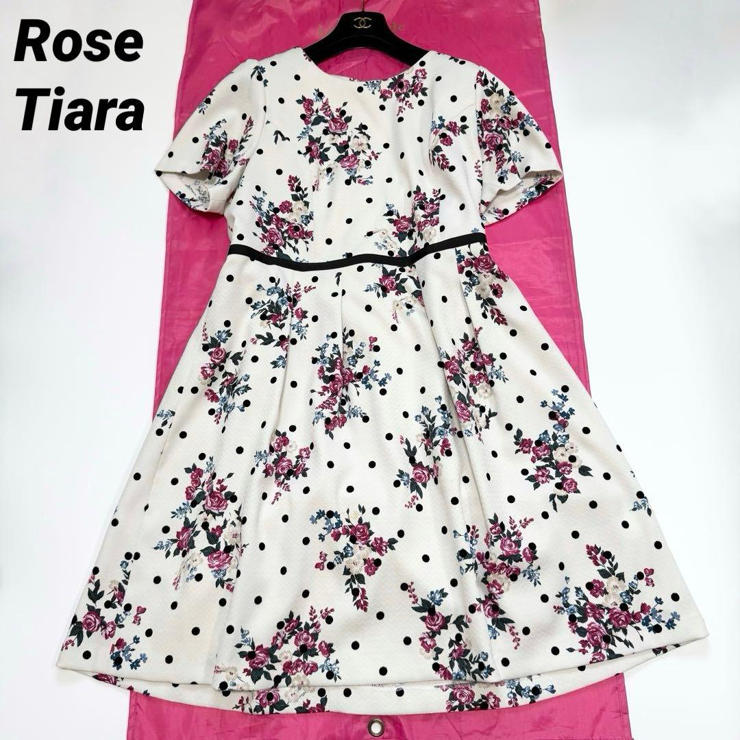 美品✨】ローズティアラ ワンピース 花柄 ドット 総柄 大きいサイズ 46