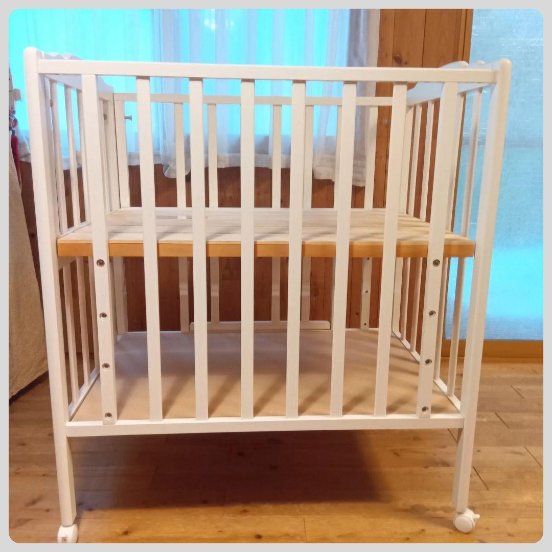 《送料無料❣️1点限り❣️》大和屋　ベビーベット　Wオープン腰楽ハイミニベッドN