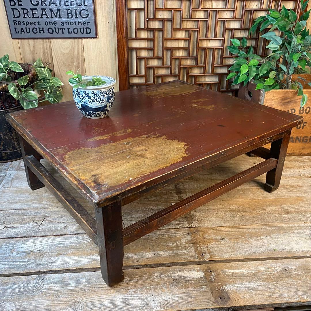 中国アンティークビンテージ年代物木製ローテーブル飾り台ディスプレイ