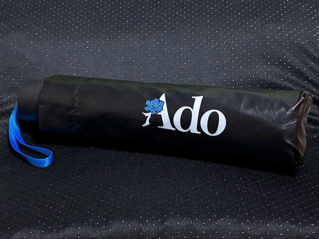 Ado 折りたたみ傘 黒 バラ模様