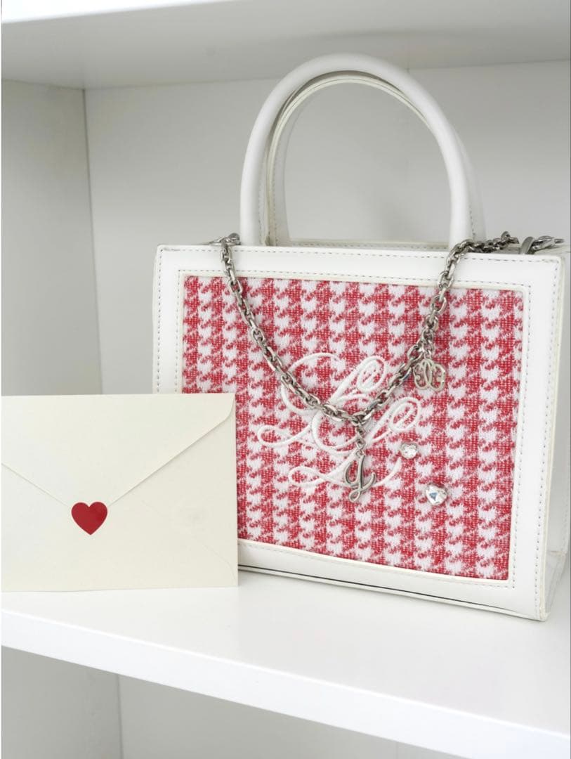 ルミニョン Lumignon houndstooth 2way bagレッド - メルカリ