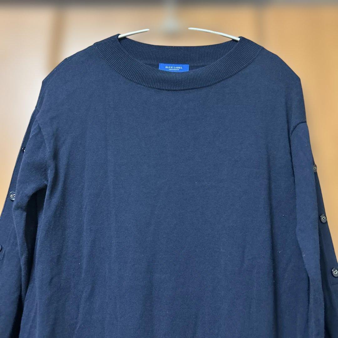 BLUELABEL CRESTBRIDFE ワンピース ネイビー 袖ボタン 38 - メルカリ