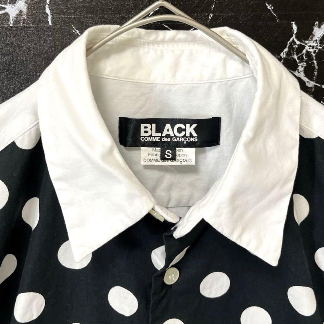 ブラックコムデギャルソン・長袖シャツ・ブラウス・切り替え・ドット柄