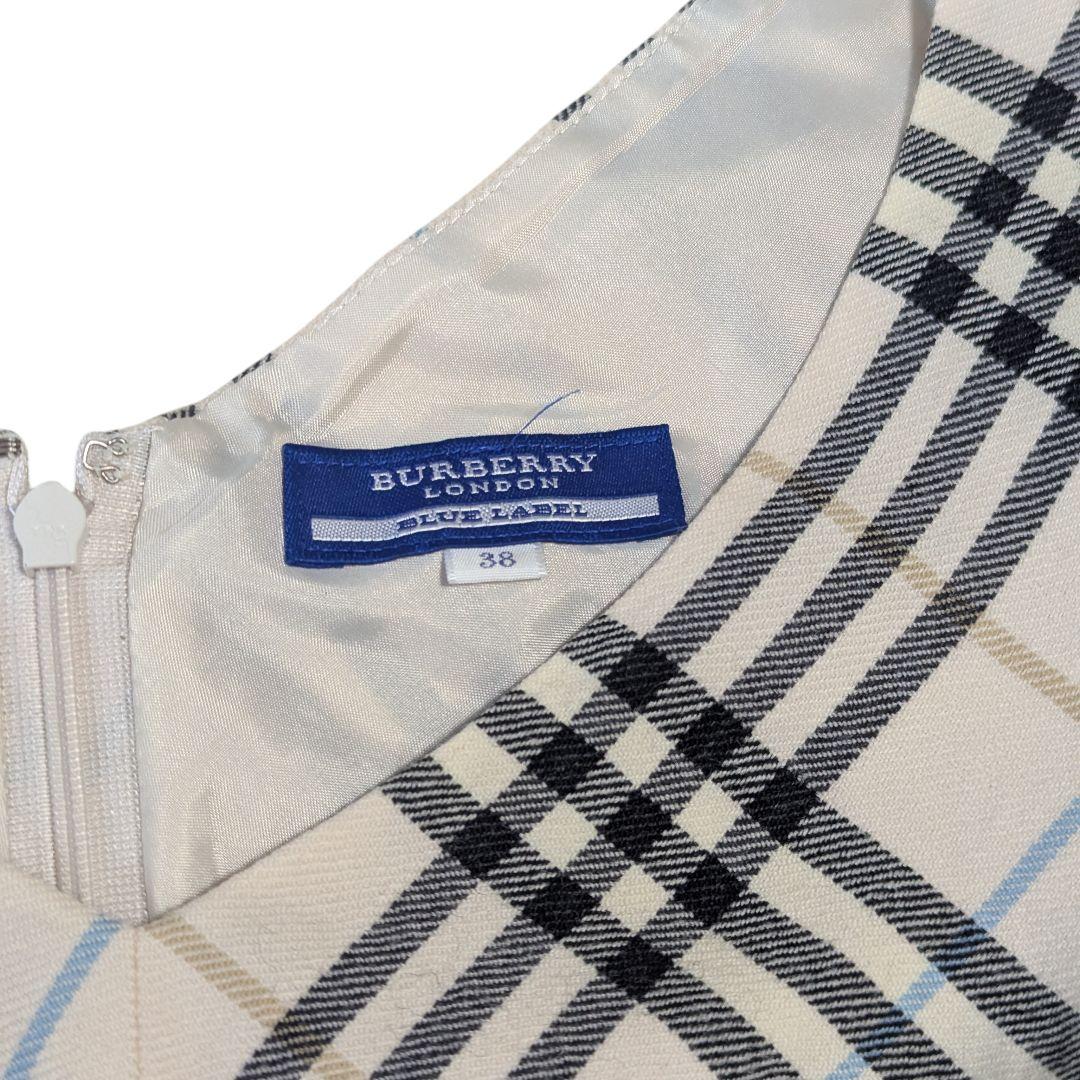 美品 バーバリーブルーレーベル ワンピース ノバチェック フリル 38