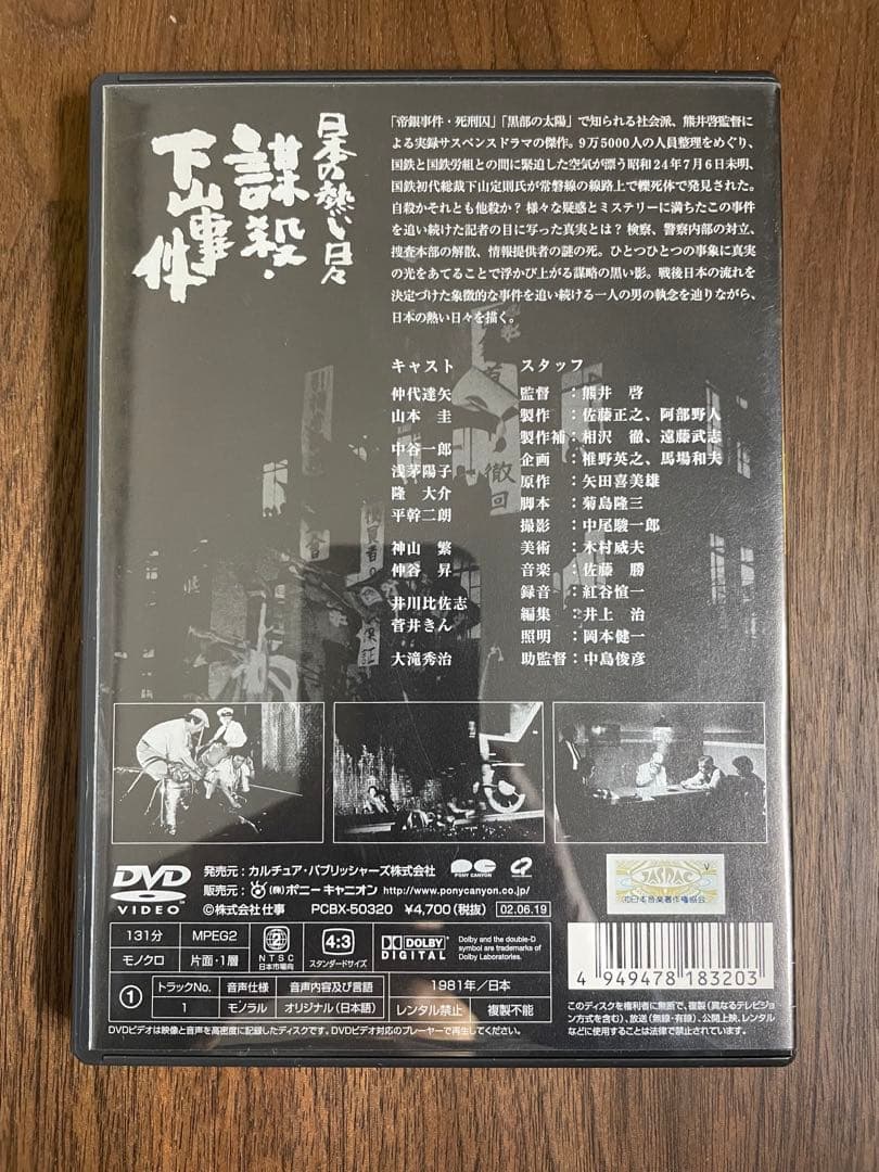 【美品・希少】謀殺・下山事件('81俳優座映画放送) DVD