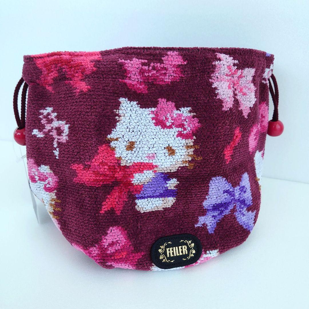 匿名配送☆新品 フェイラー ハローキティ リボン 巾着 サンリオ コラボ