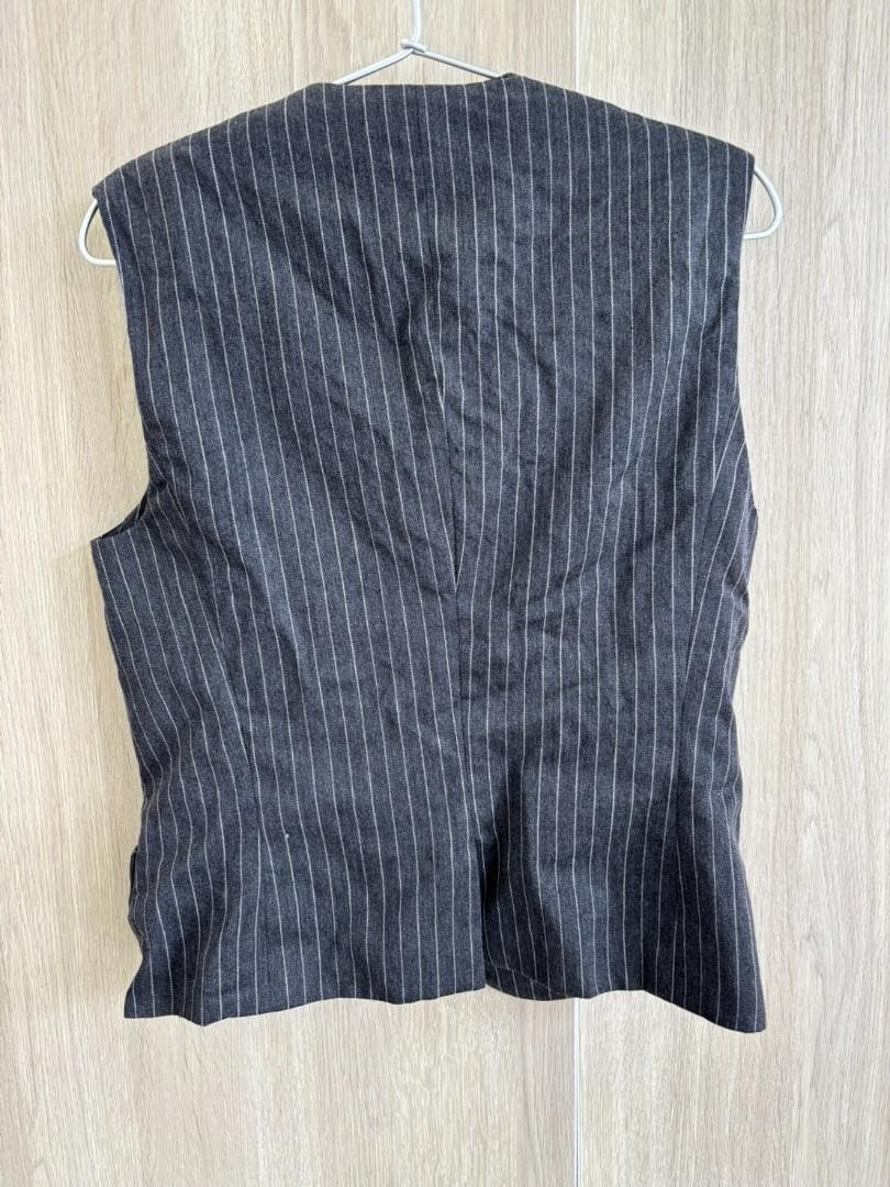 CELINE セリーヌ ストライプ ノースリーブ ベスト グレーゴールドチェーン