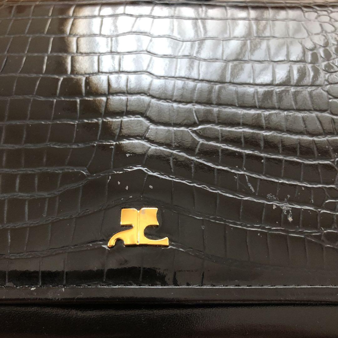 クレージュ】Courreges ショルダーバッグ エナメル 黒 ヴィンテージ