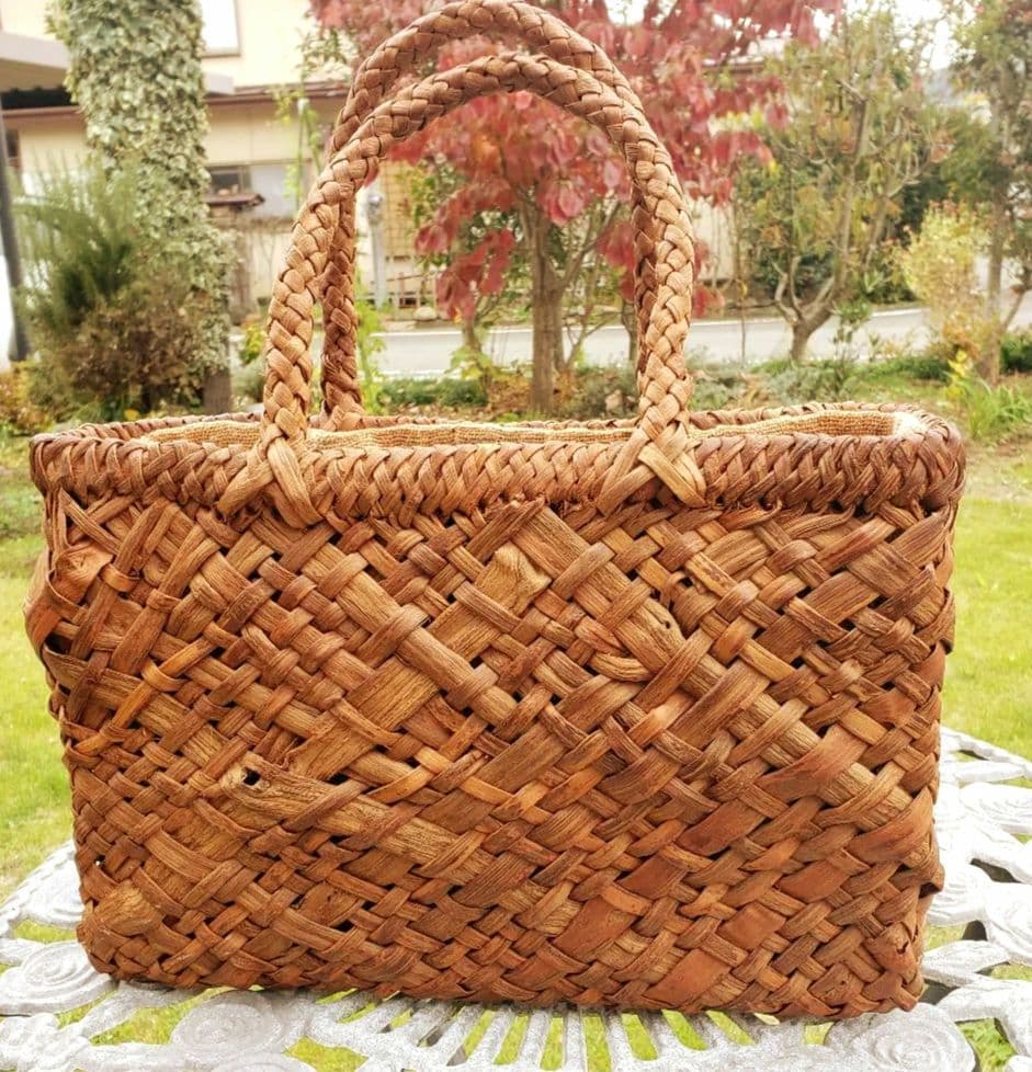 国産 山葡萄 かごバッグ乱れ編み