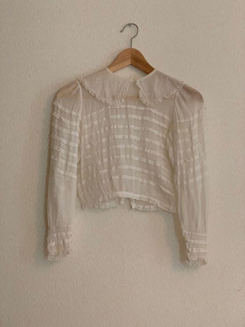 19世紀 france antique フランスアンティーク ブラウス レース 大人用S/M) フランス アンティーク コットン ブラウス レース襟