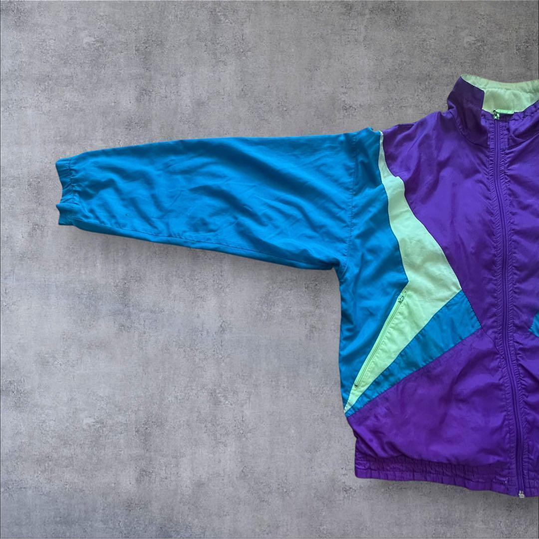 90s ナイキ ナイロンジャケット L マルチカラー 銀タグ 刺繍ロゴ Y2K