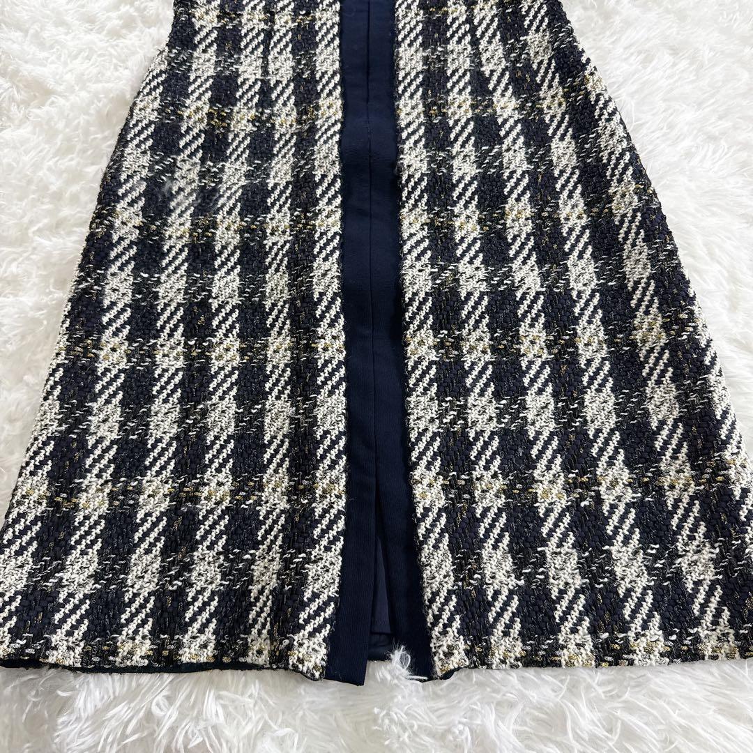 PAULE KA ポールカ ツイードワンピース ネイビー きれいめ 卒業式 襟付