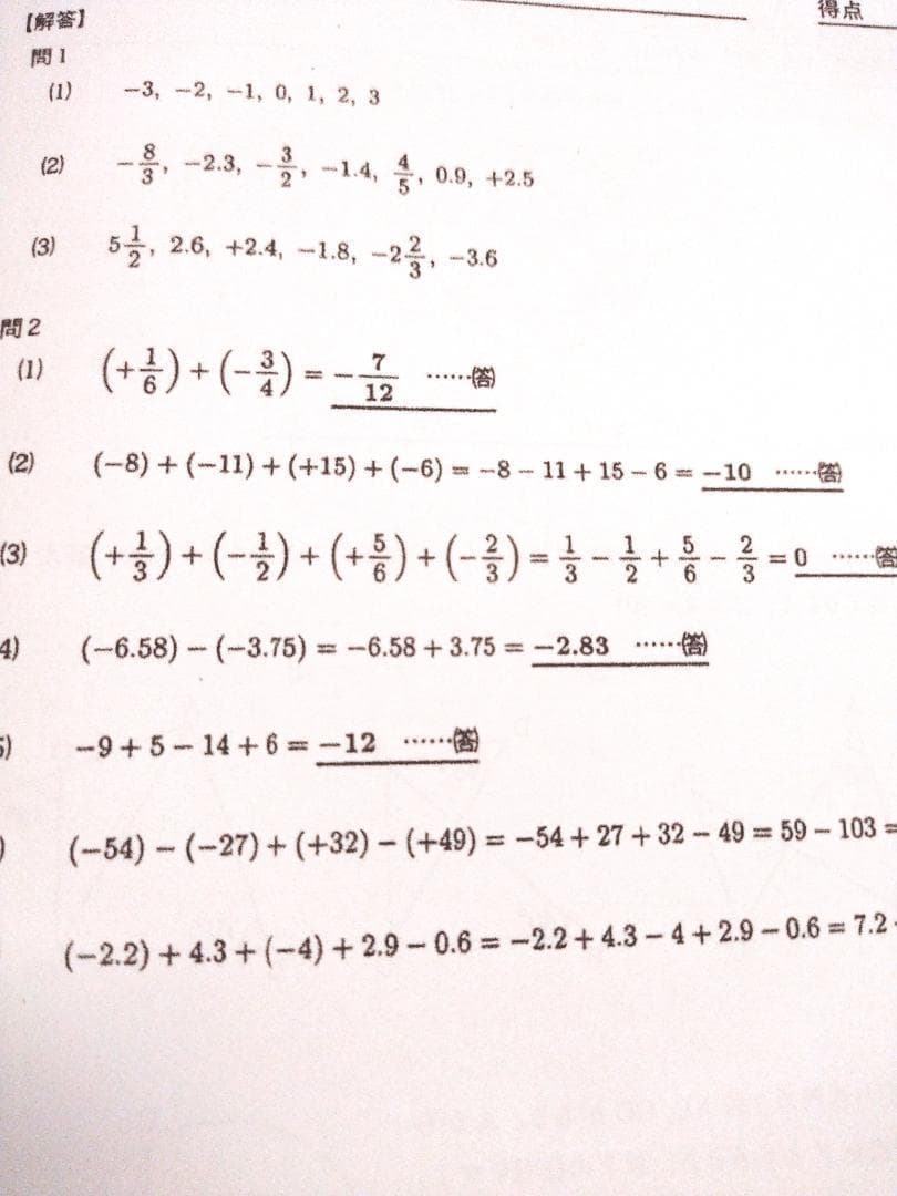 鉄緑会による中1数学(J1)復習テストのフルセット 問題用紙と