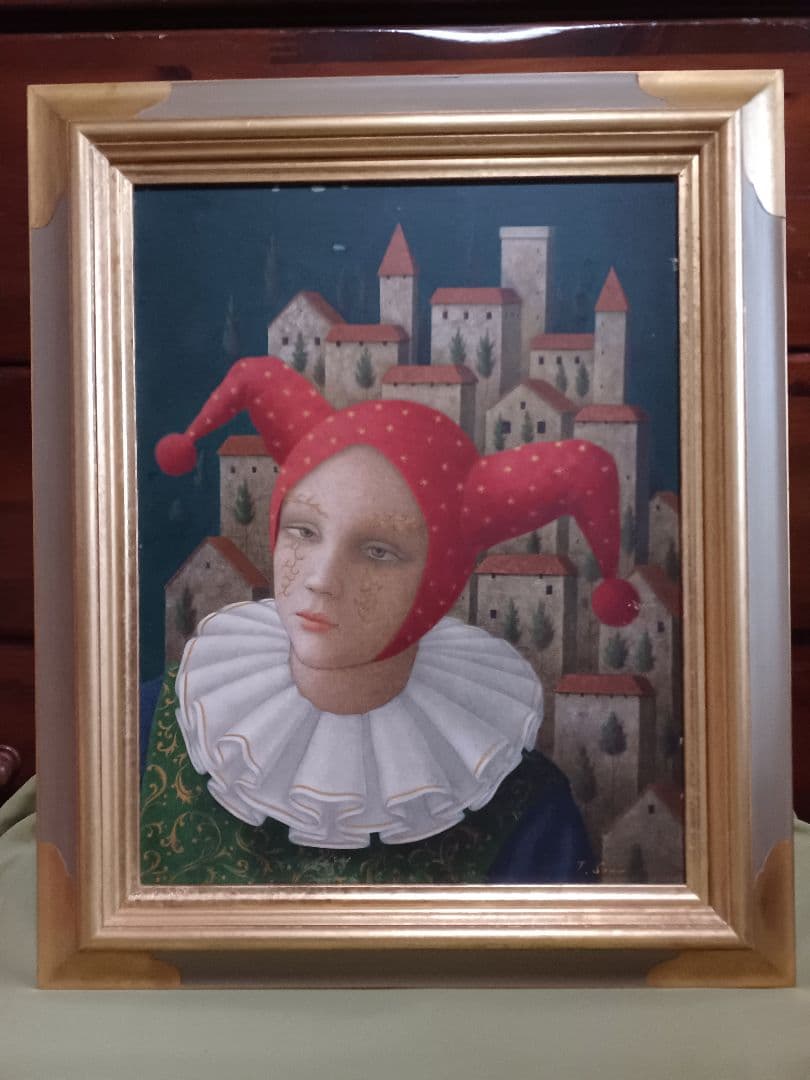 相馬武夫 「夜の秘話」 テンペラ画 F6号 幻想派 エルンスト・フックス