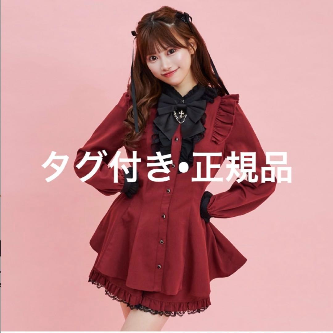 完売品】アクセサリーリボンレースフリルセットアップ 赤 シークレット