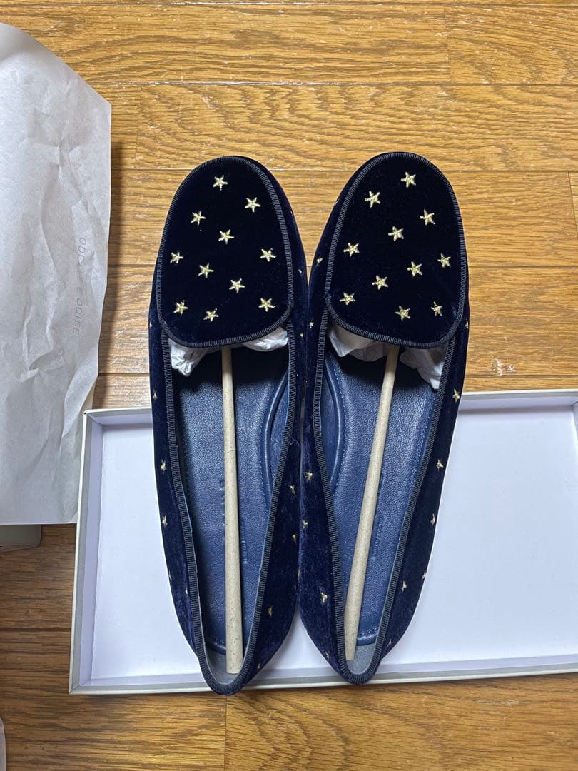 ODETTE E ODILE ラウンドモカ フラット15 NAVY 星柄 ラウンドモカ フラット15↑