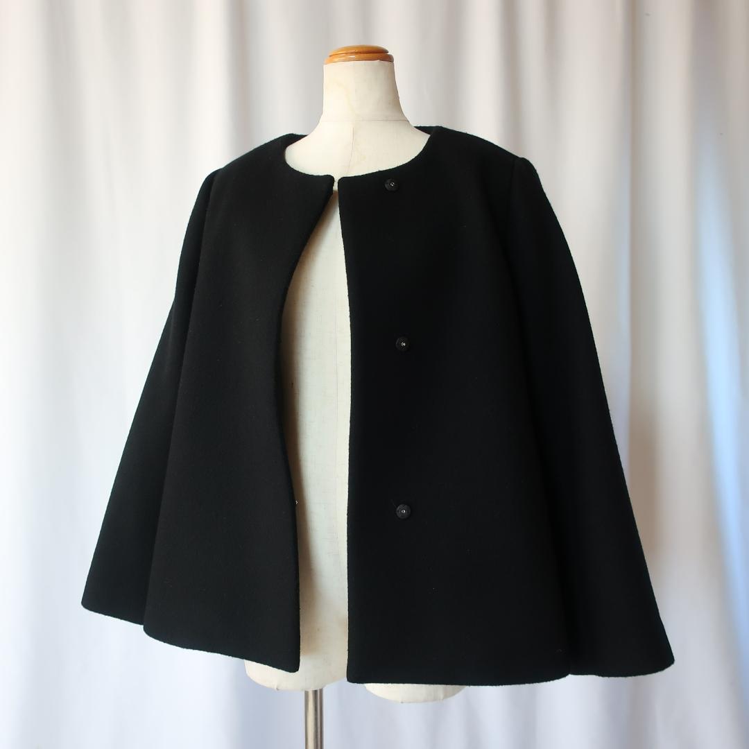 アンタイトル ウール ノーカラーショートコート シンプル 大きいサイズ