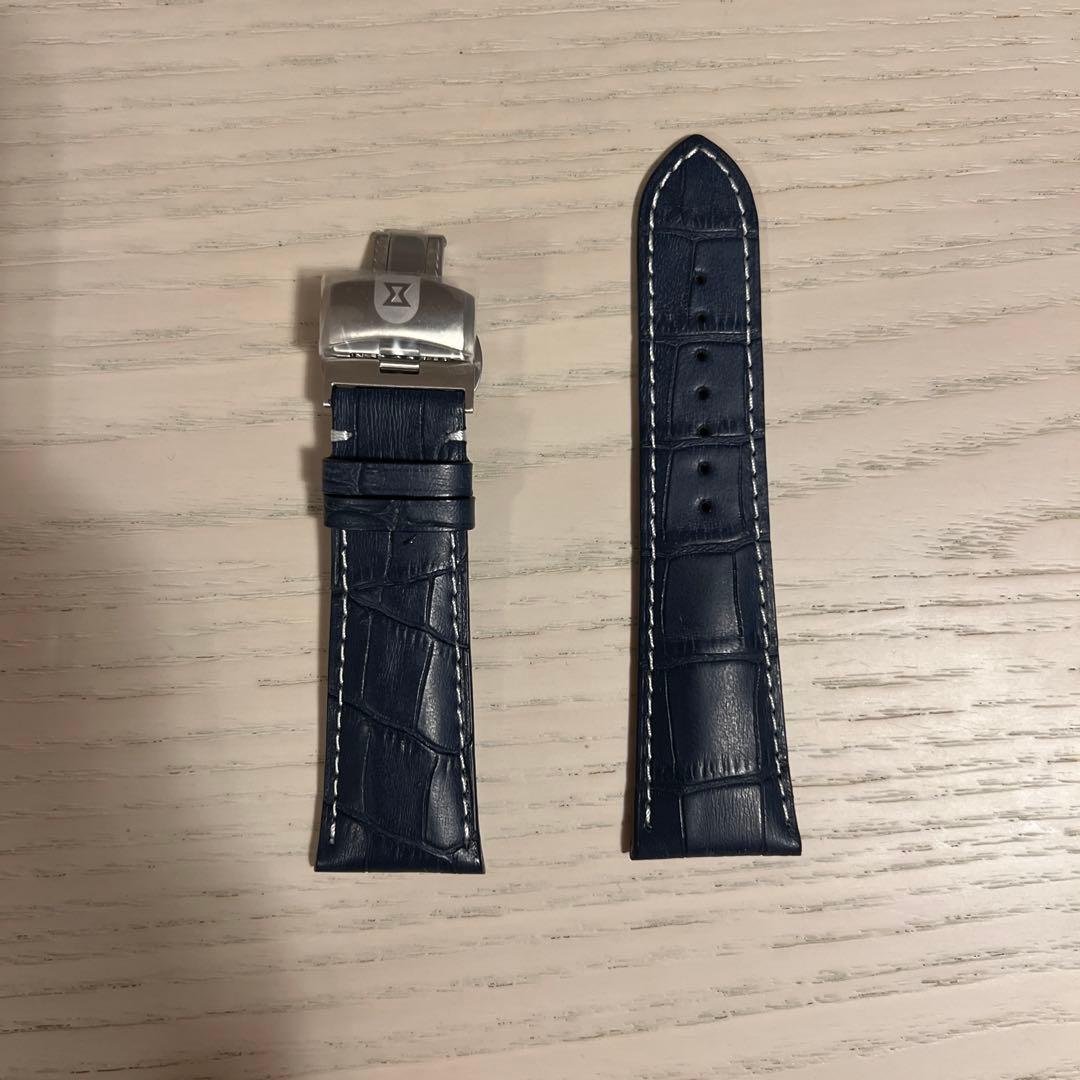 EDOX エドックス純正ベルト クロノオフショア1 ネイビークロコ型押革