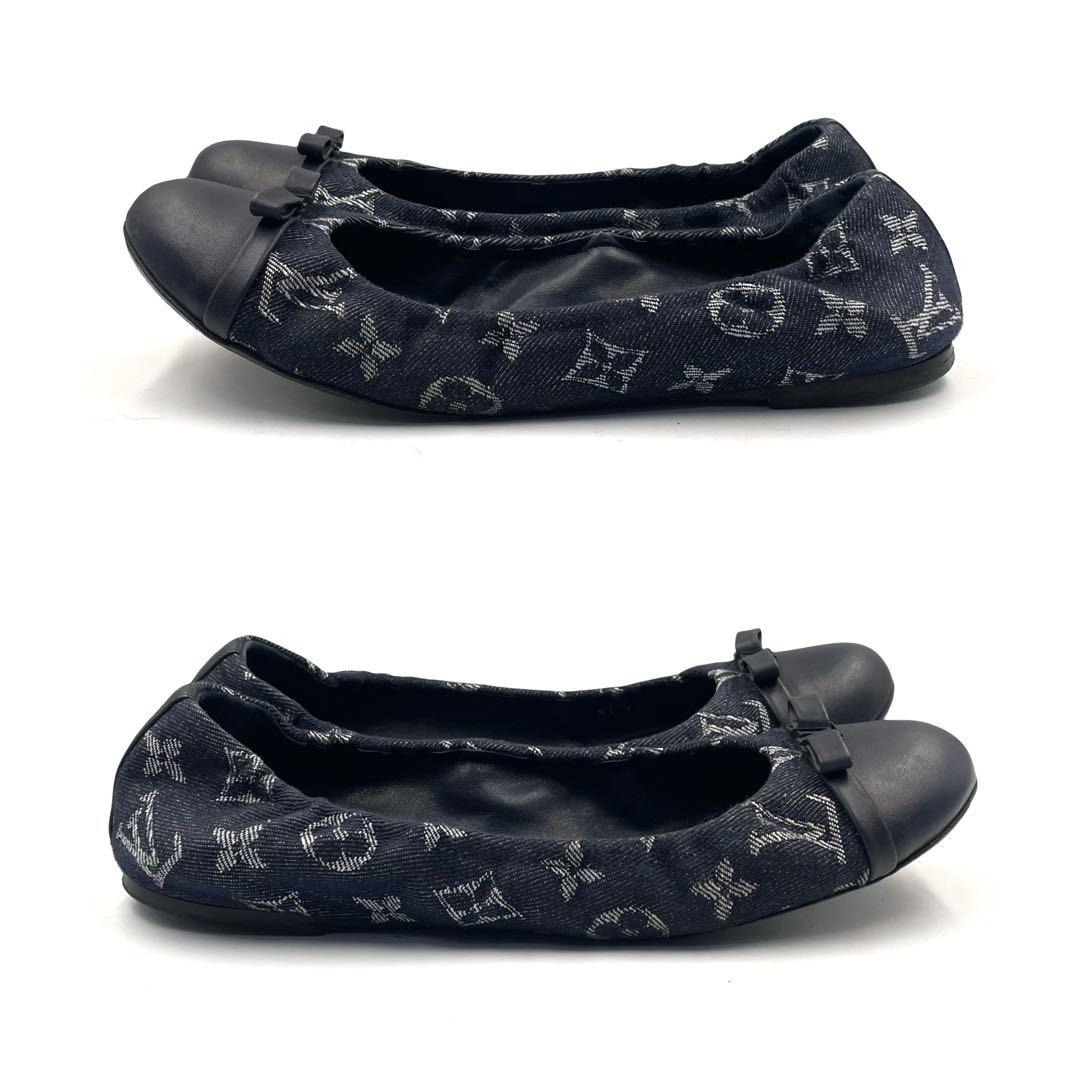 《超美品》ルイヴィトン フラット バレエシューズ パンプス モノグラム デニム