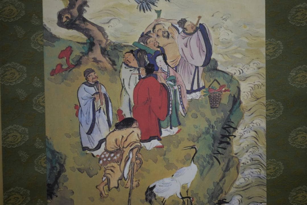 複製/富岡鉄斎/群仙祝寿図/工芸/桐共箱付/布袋屋掛軸HI-111 - メルカリ