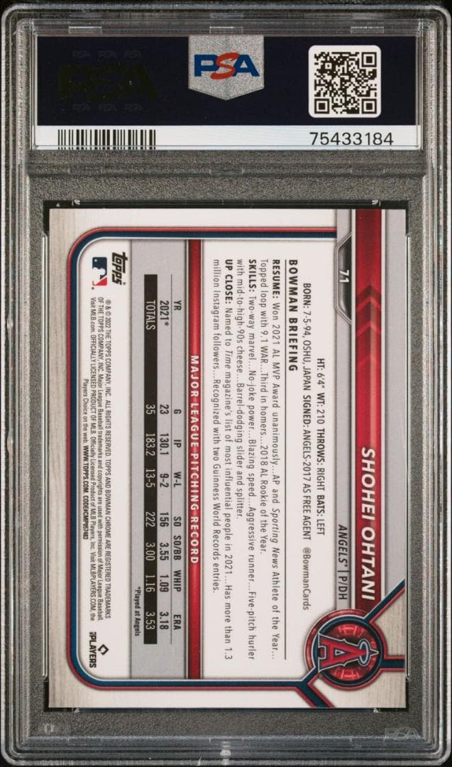 PSA9鑑定品】大谷翔平2022 Bowman Chrome Sapphire - メルカリ