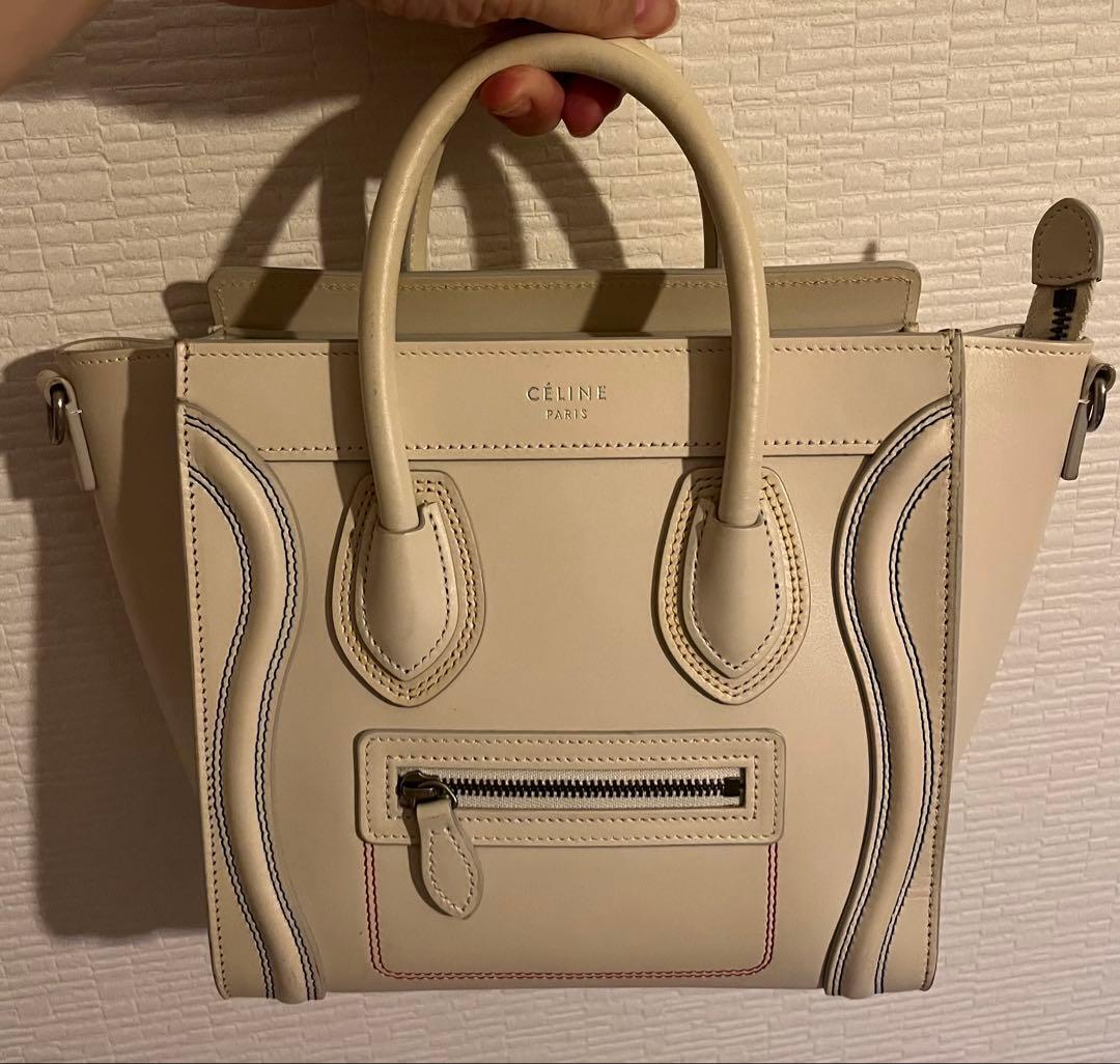 美品 セリーヌ ラゲージ ナノ ショッパー マルチカラーステッチ