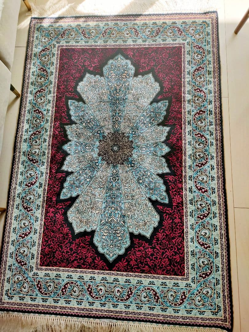 トルコシルク絨毯 未使用 手織り 政府公認機関保証書付 カイセリ産
