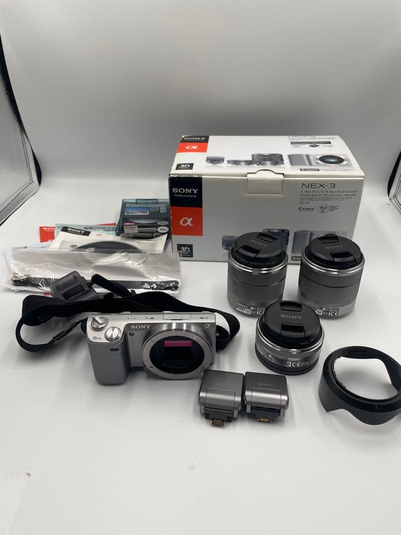 SONY NEX-5N トリプルレンズキット シルバー 動作未確認 SONY（ソニー） 中古 1年保証 美品 SONY NEX-5N ズームレンズキット (E
